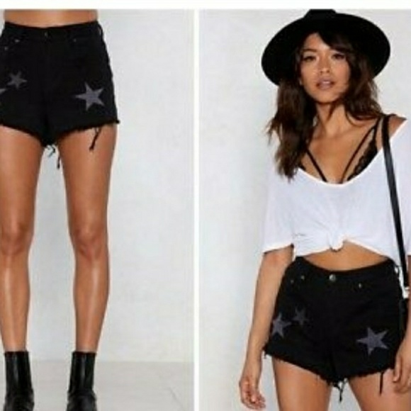 Nasty Gal Pants - Nasty Gal Star Cut Off Shorts